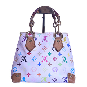 Preloved LOUIS VUITTON Multicolore Audra Monogram White Canvas with Leather Tote | Luxe Again Maison