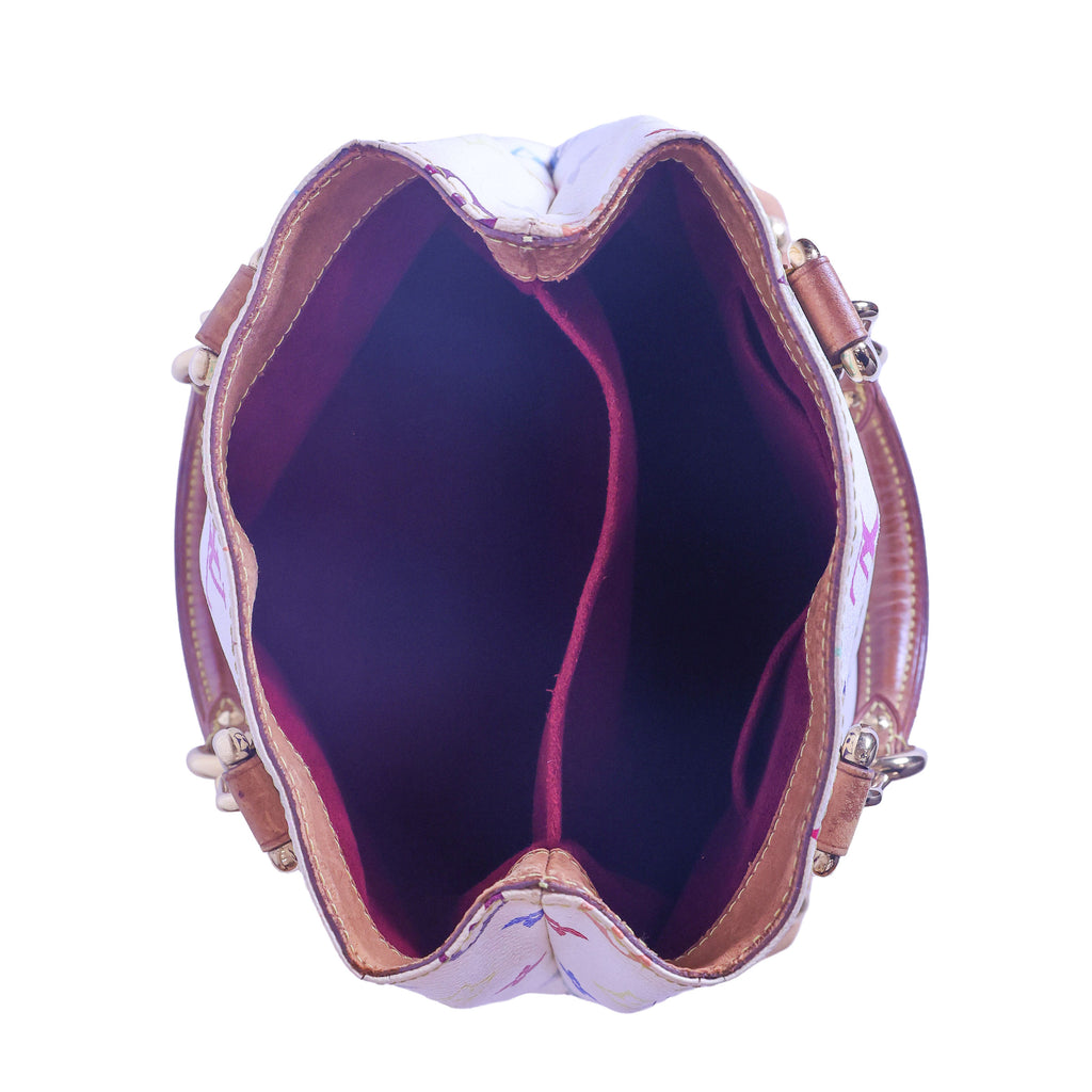 Preloved LOUIS VUITTON Multicolore Audra Monogram White Canvas with Leather Tote | Luxe Again Maison