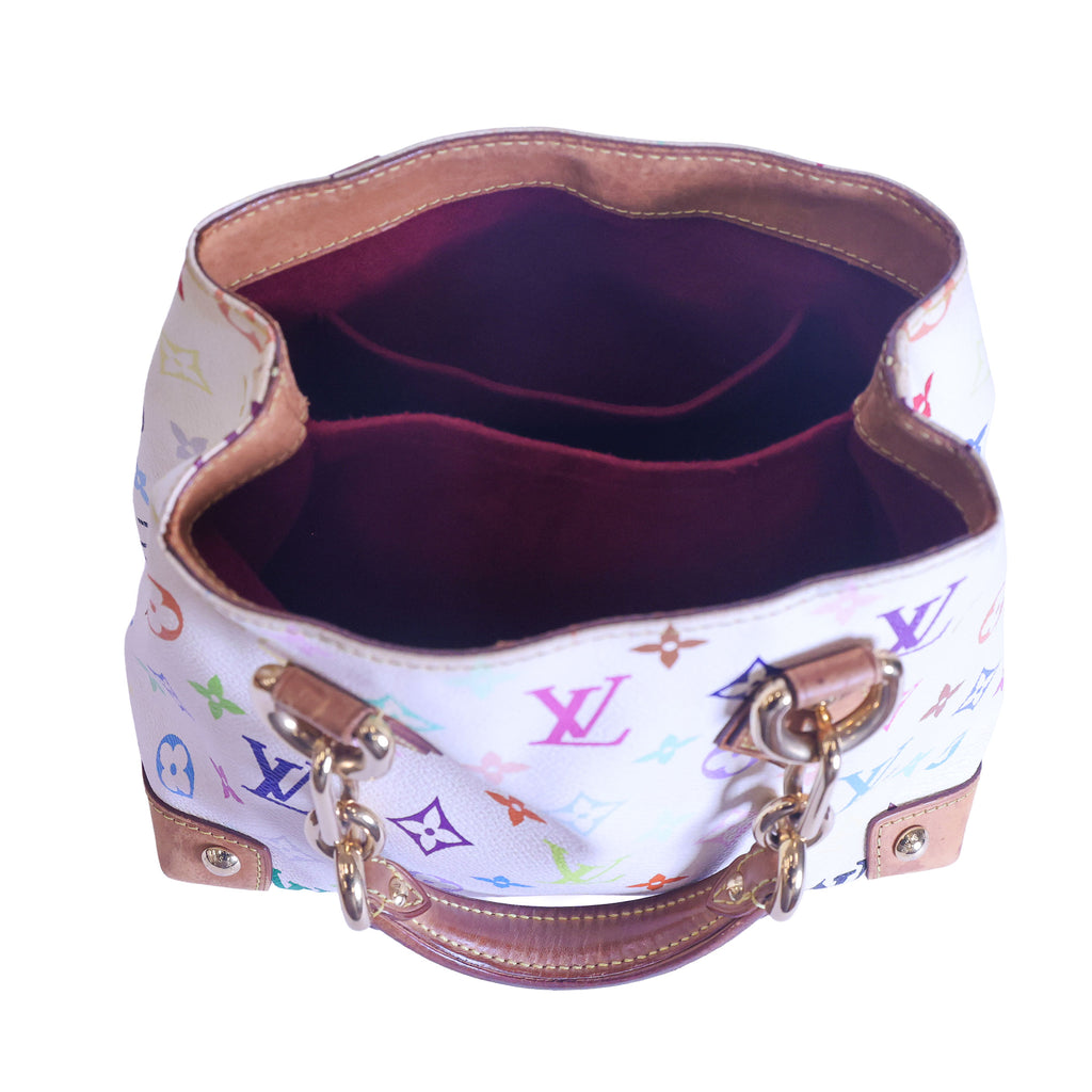 Preloved LOUIS VUITTON Multicolore Audra Monogram White Canvas with Leather Tote | Luxe Again Maison