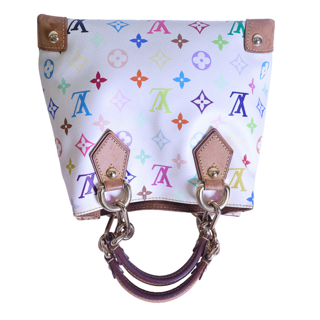 Preloved LOUIS VUITTON Multicolore Audra Monogram White Canvas with Leather Tote | Luxe Again Maison