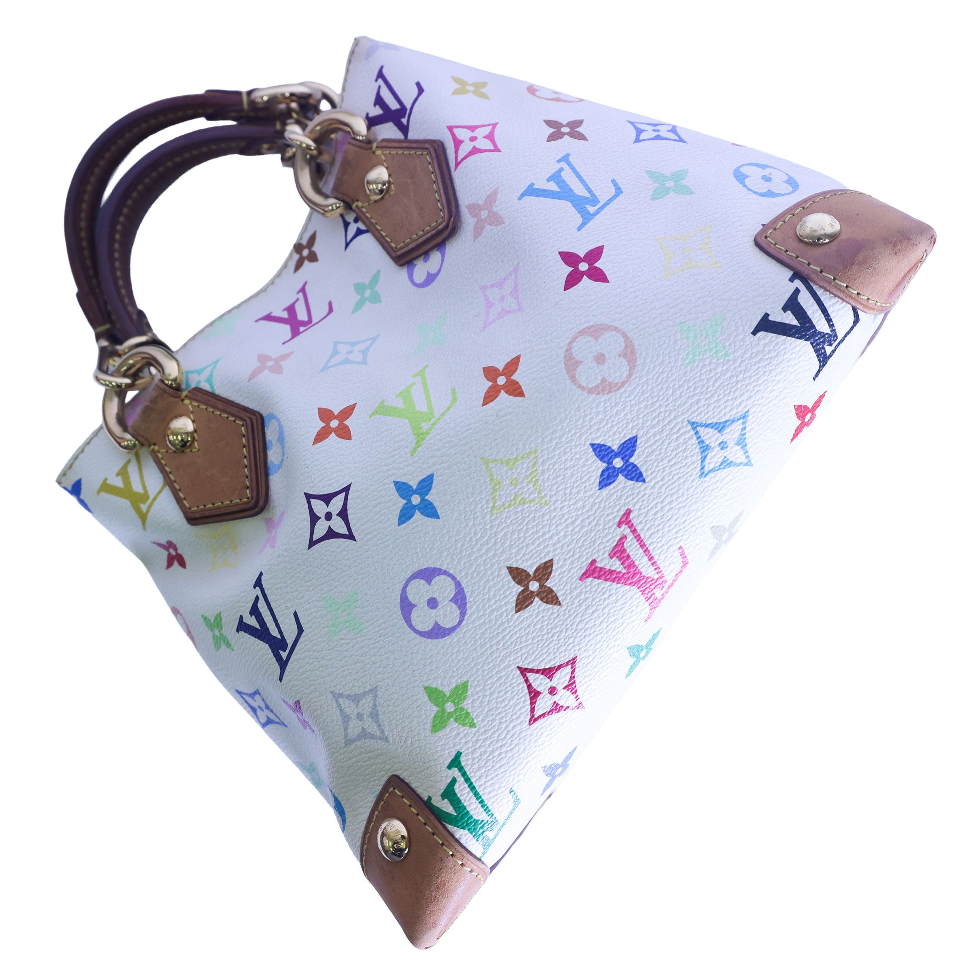 Preloved LOUIS VUITTON Multicolore Audra Monogram White Canvas with Leather Tote | Luxe Again Maison