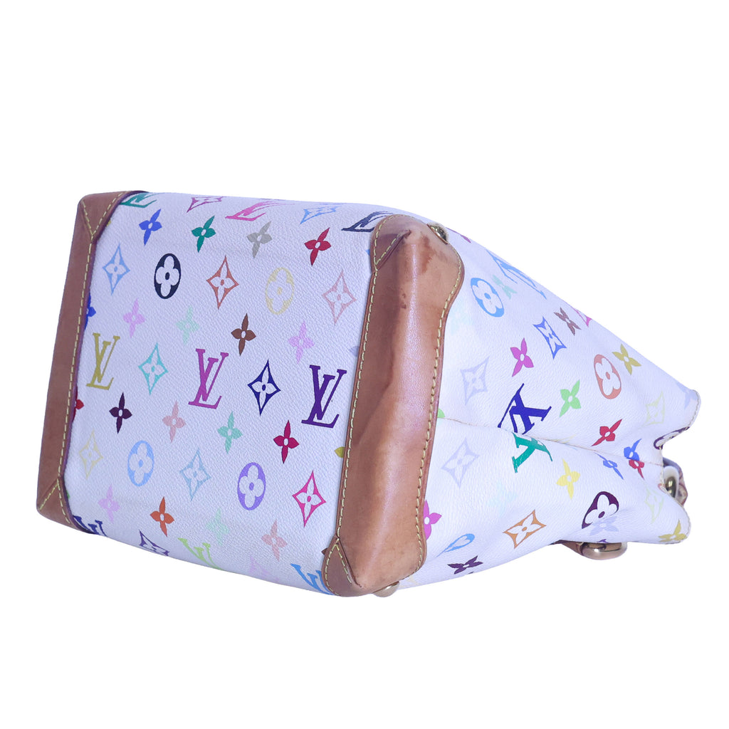 Preloved LOUIS VUITTON Multicolore Audra Monogram White Canvas with Leather Tote | Luxe Again Maison