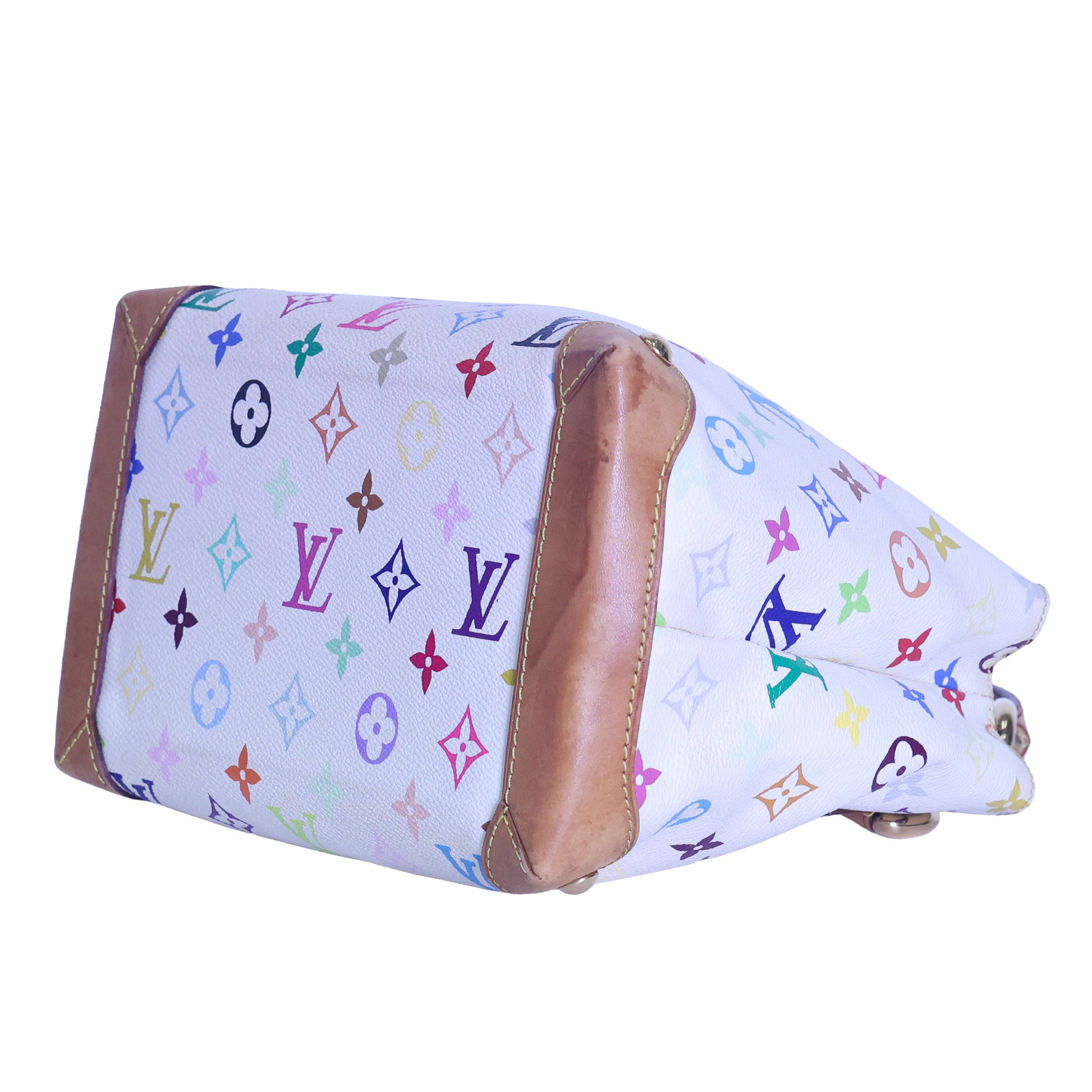 Preloved LOUIS VUITTON Multicolore Audra Monogram White Canvas with Leather Tote | Luxe Again Maison