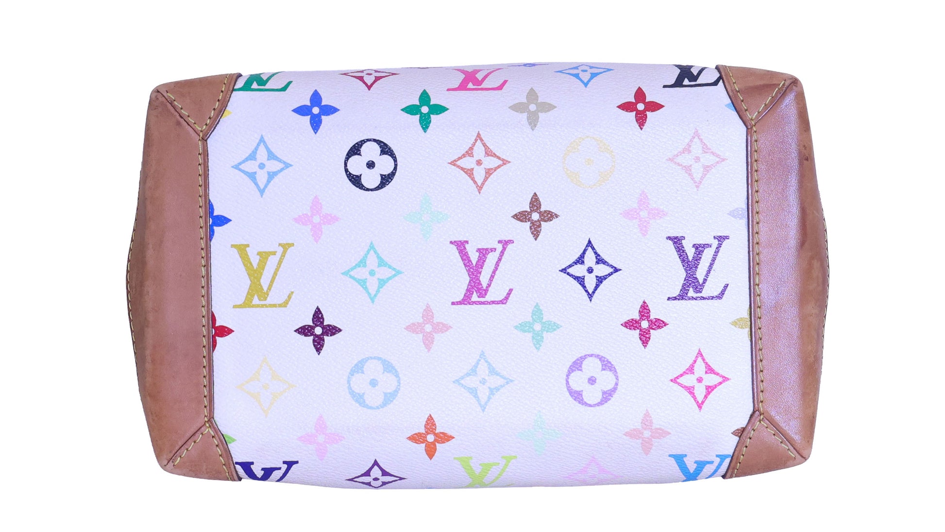 Preloved LOUIS VUITTON Multicolore Audra Monogram White Canvas with Leather Tote | Luxe Again Maison