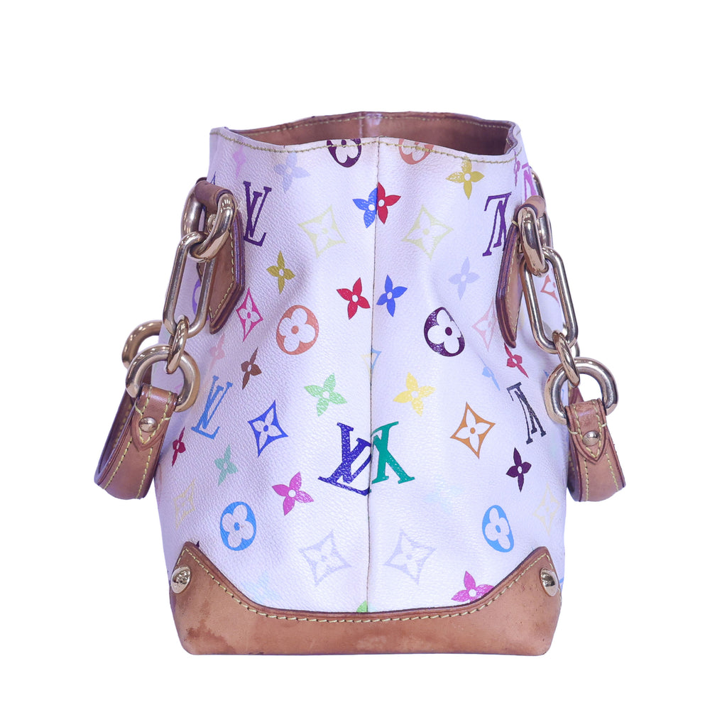 Preloved LOUIS VUITTON Multicolore Audra Monogram White Canvas with Leather Tote | Luxe Again Maison