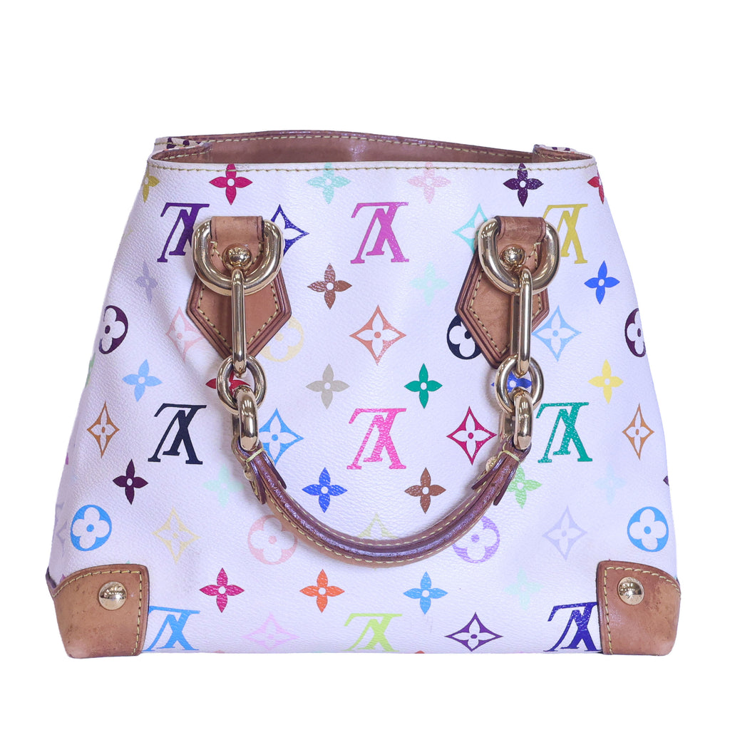Preloved LOUIS VUITTON Multicolore Audra Monogram White Canvas with Leather Tote | Luxe Again Maison