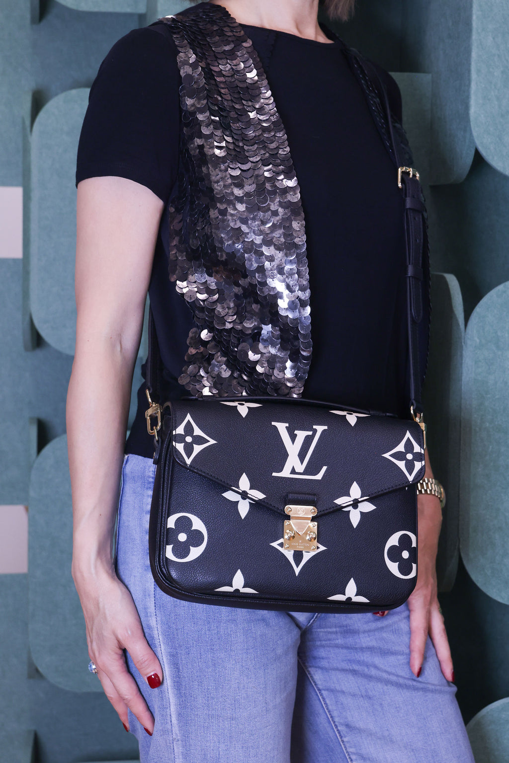 Preloved LOUIS VUITTON Pochette Metis Bicolour Monogram Empreinte Leather Black & Beige M45773 | Luxe Again Maison