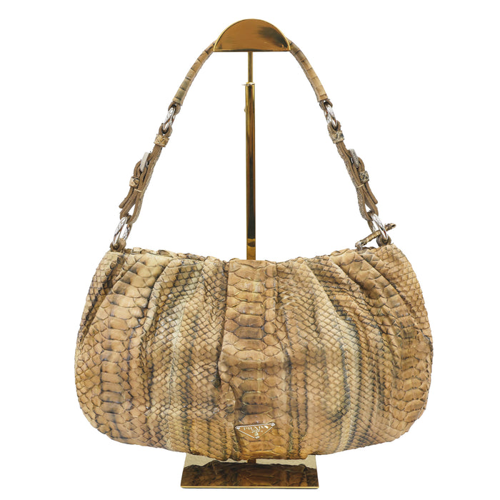 Preloved vintage PRADA Pitone Shoulder Bag Beige BR2828 | Luxe Again Maison