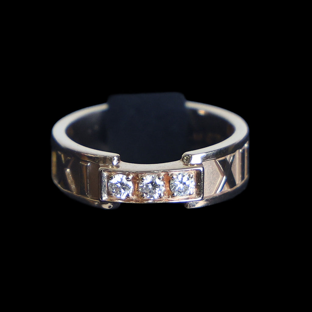 Preowned TIFFANY & Co Atlas 18K Rose Gold Diamond Ring 4.9g | Luxe Again Maison