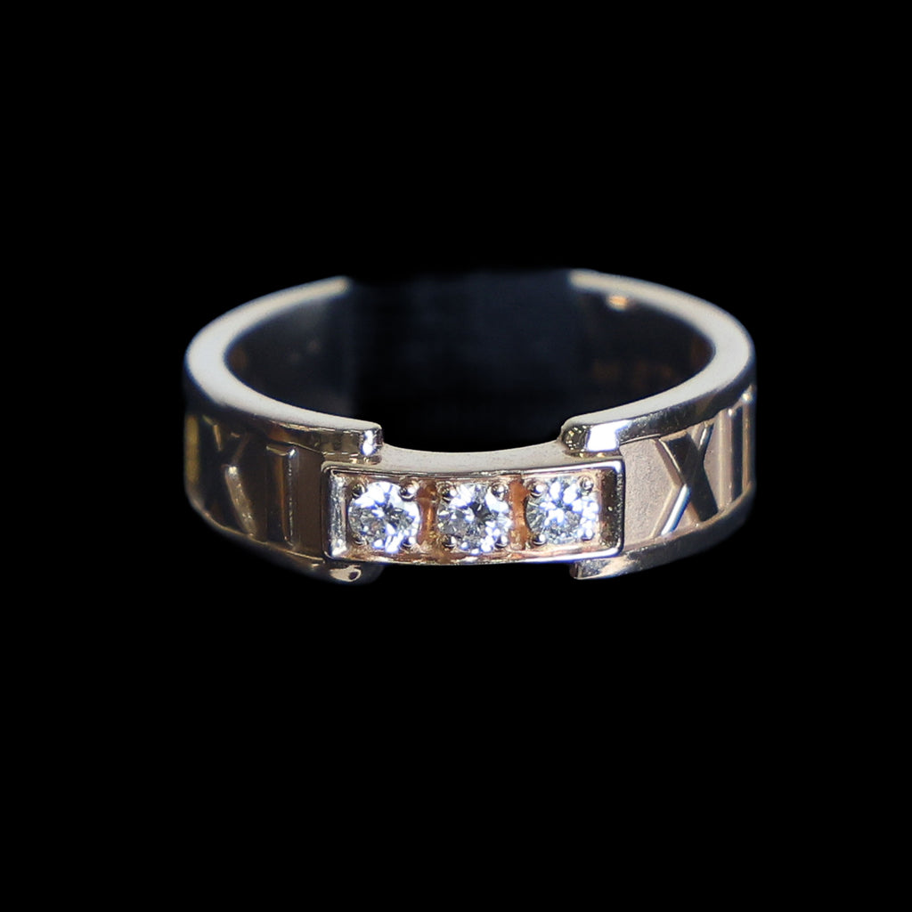 Preowned TIFFANY & Co Atlas 18K Rose Gold Diamond Ring 4.9g | Luxe Again Maison