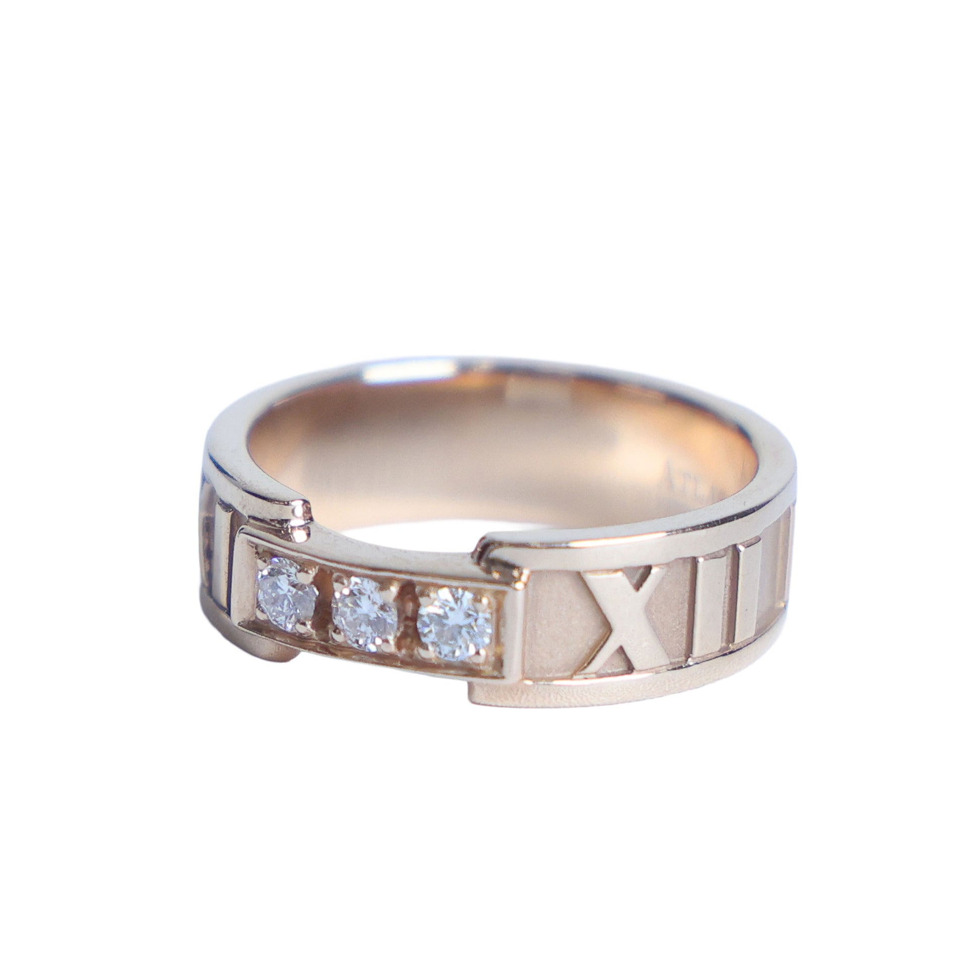 Preowned TIFFANY & Co Atlas 18K Rose Gold Diamond Ring 4.9g | Luxe Again Maison