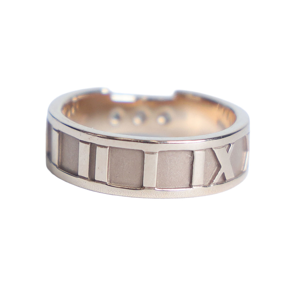 Preowned TIFFANY & Co Atlas 18K Rose Gold Diamond Ring 4.9g | Luxe Again Maison