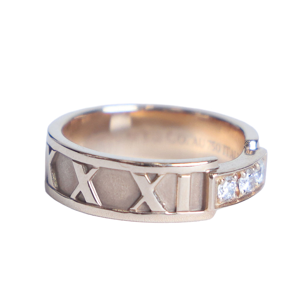Preowned TIFFANY & Co Atlas 18K Rose Gold Diamond Ring 4.9g | Luxe Again Maison
