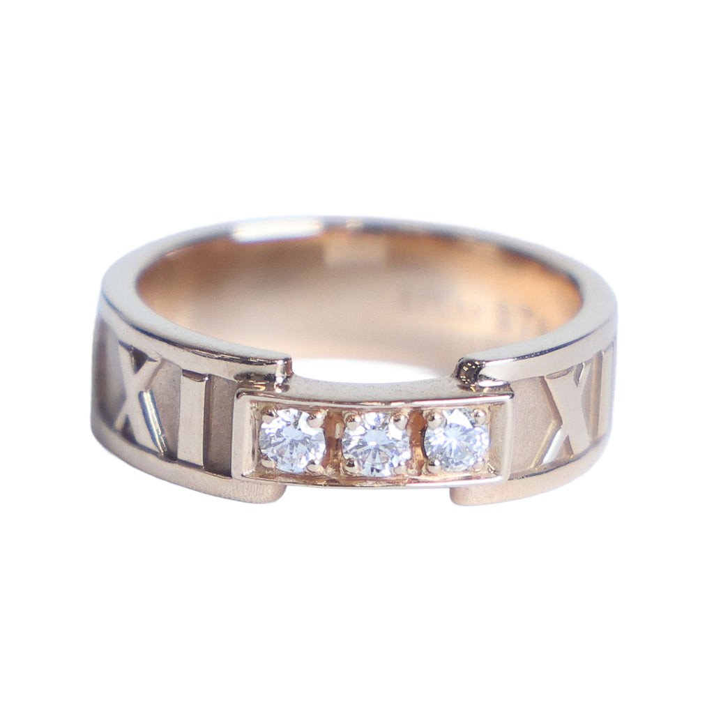 Preowned TIFFANY & Co Atlas 18K Rose Gold Diamond Ring 4.9g | Luxe Again Maison