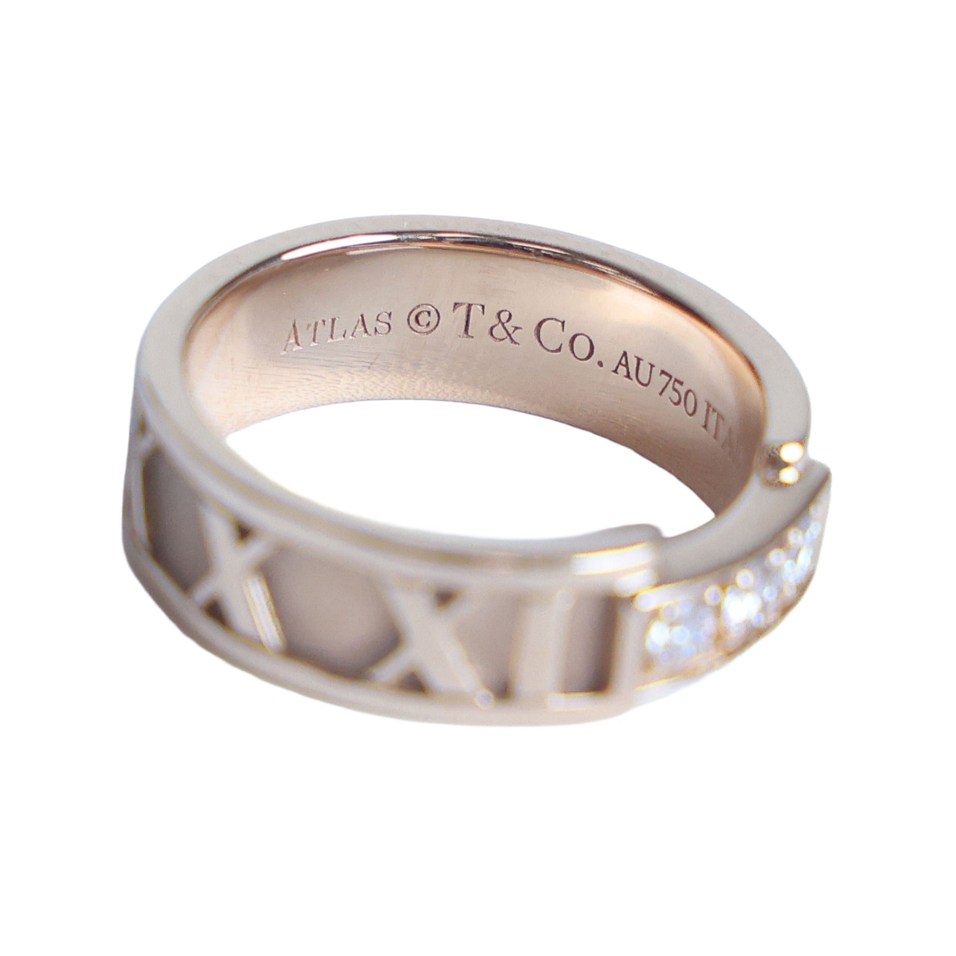 Preowned TIFFANY & Co Atlas 18K Rose Gold Diamond Ring 4.9g | Luxe Again Maison