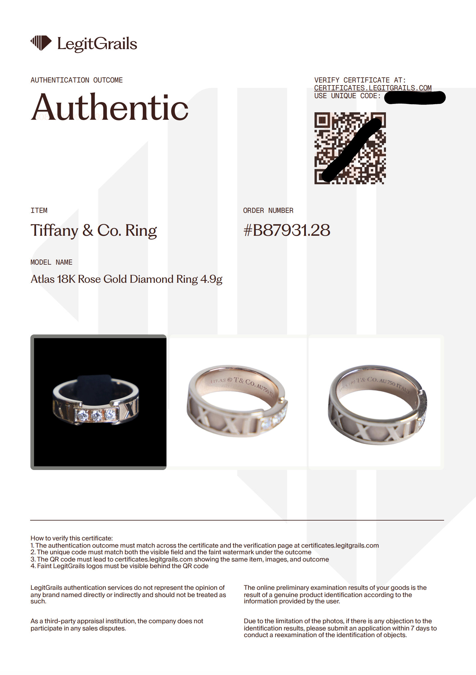 Preowned TIFFANY & Co Atlas 18K Rose Gold Diamond Ring 4.9g | Luxe Again Maison