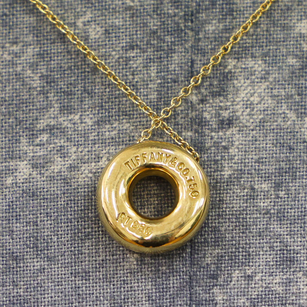 Preloved TIFFANY Dots Circle Diamond Necklace 18K Yellow Gold Platinum PT950 5.2g | Luxe Again Maison