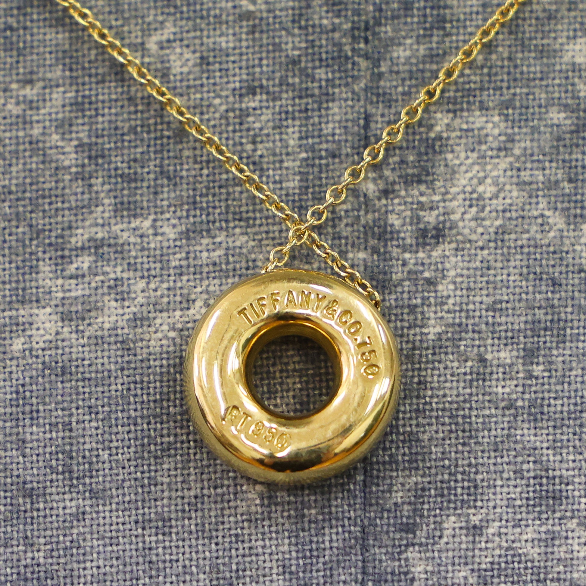 Preloved TIFFANY Dots Circle Diamond Necklace 18K Yellow Gold Platinum PT950 5.2g | Luxe Again Maison