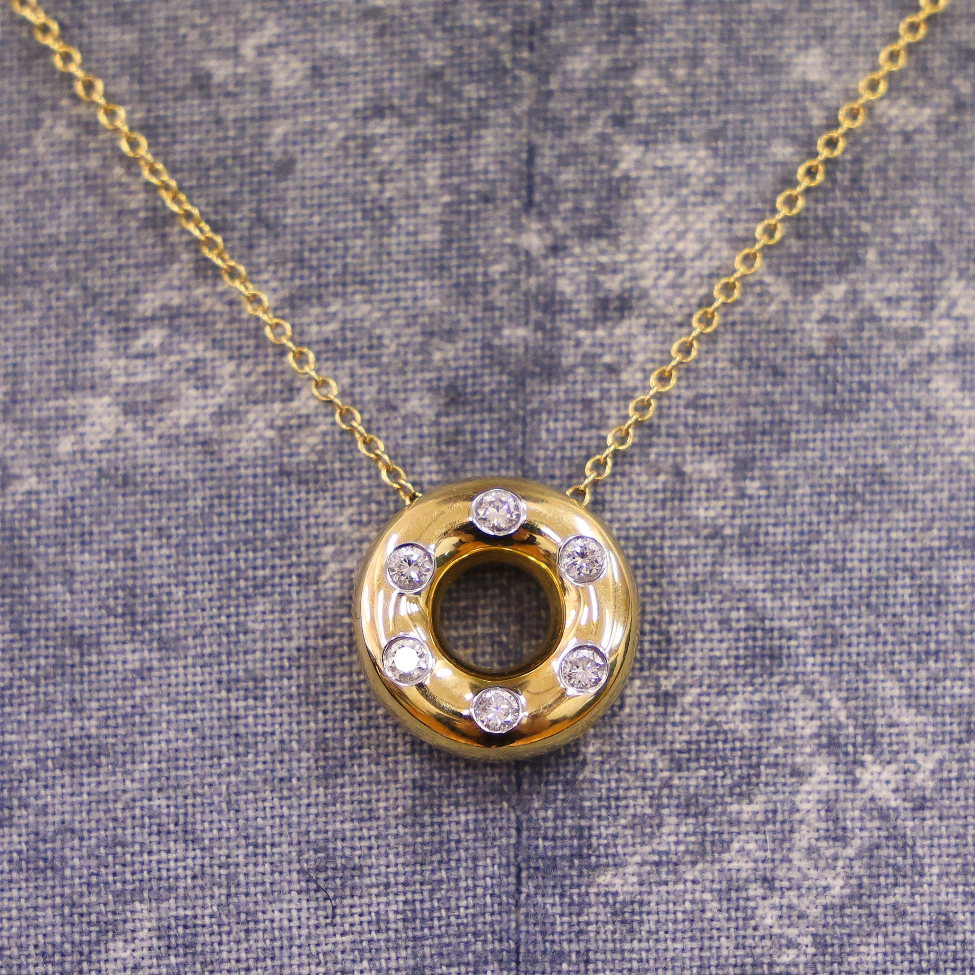 Preloved TIFFANY Dots Circle Diamond Necklace 18K Yellow Gold Platinum PT950 5.2g | Luxe Again Maison