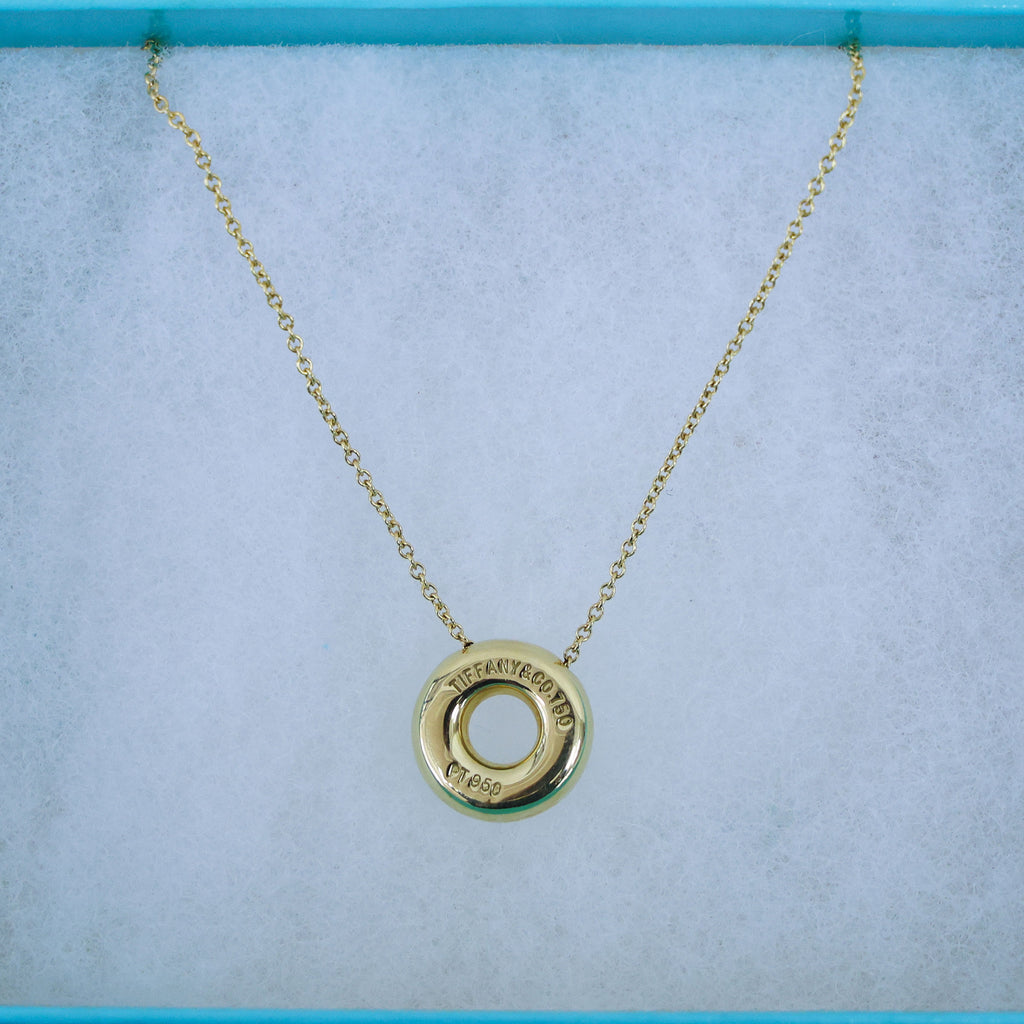 Preloved TIFFANY Dots Circle Diamond Necklace 18K Yellow Gold Platinum PT950 5.2g | Luxe Again Maison