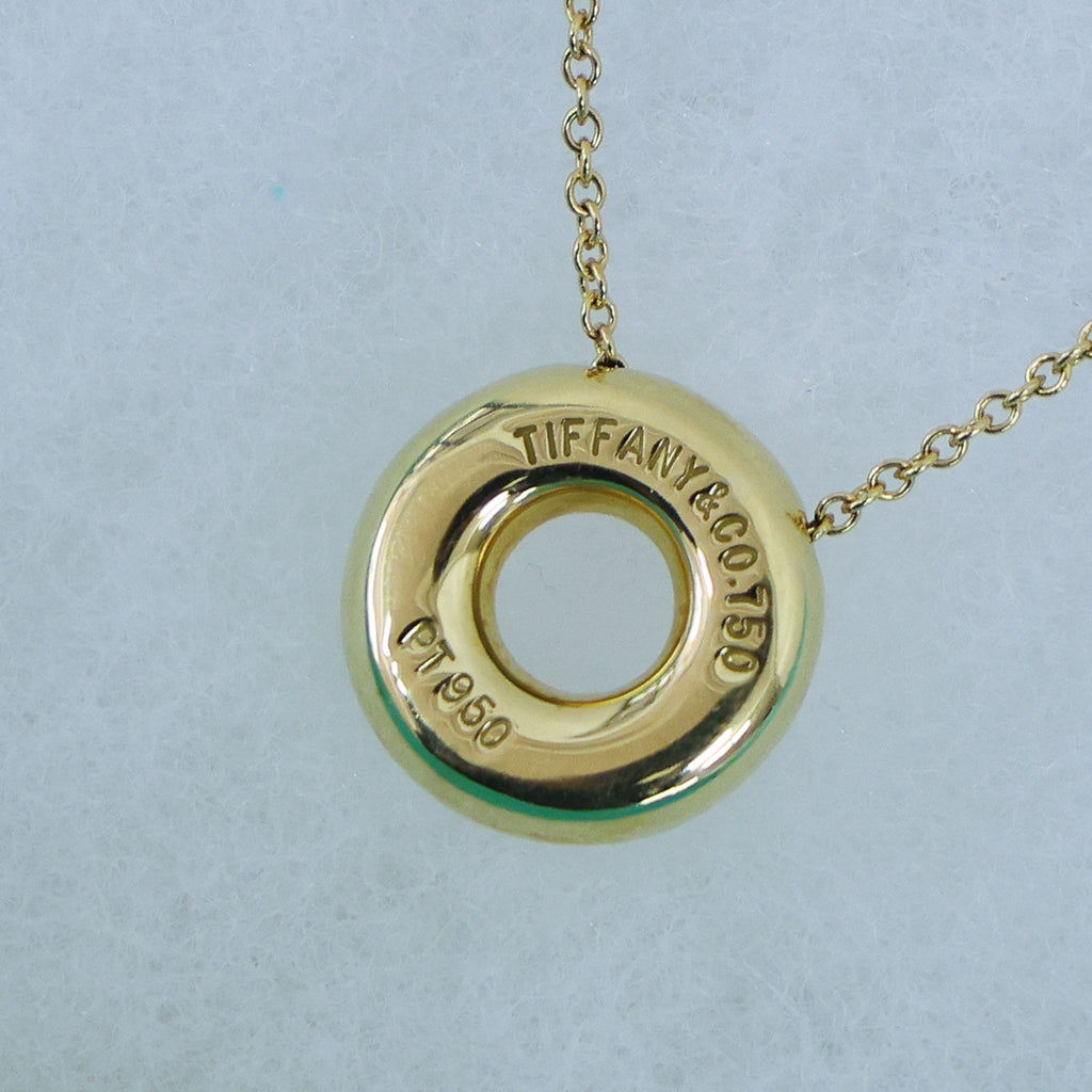 Preloved TIFFANY Dots Circle Diamond Necklace 18K Yellow Gold Platinum PT950 5.2g | Luxe Again Maison