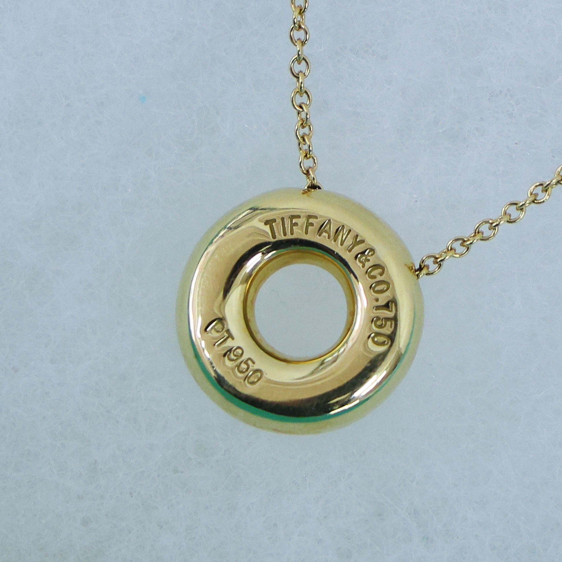 Preloved TIFFANY Dots Circle Diamond Necklace 18K Yellow Gold Platinum PT950 5.2g | Luxe Again Maison