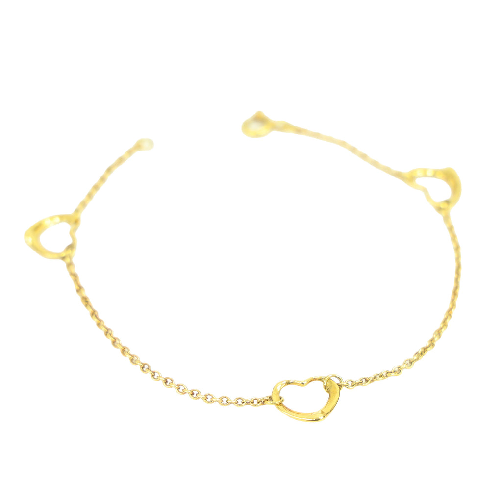 Preloved TIFFANY & Co x Elsa Peretti Open Heart Bracelet 18K Gold 2.9g Luxe Again Maison