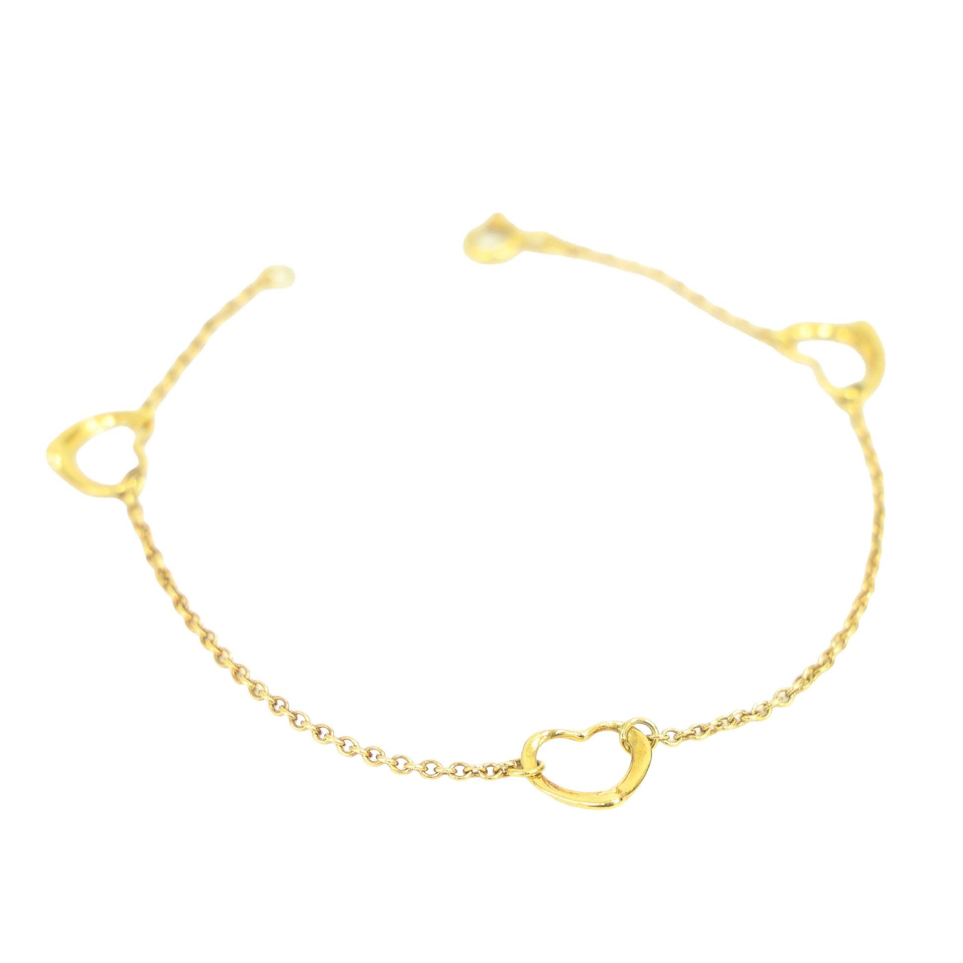 Preloved TIFFANY & Co x Elsa Peretti Open Heart Bracelet 18K Gold 2.9g Luxe Again Maison