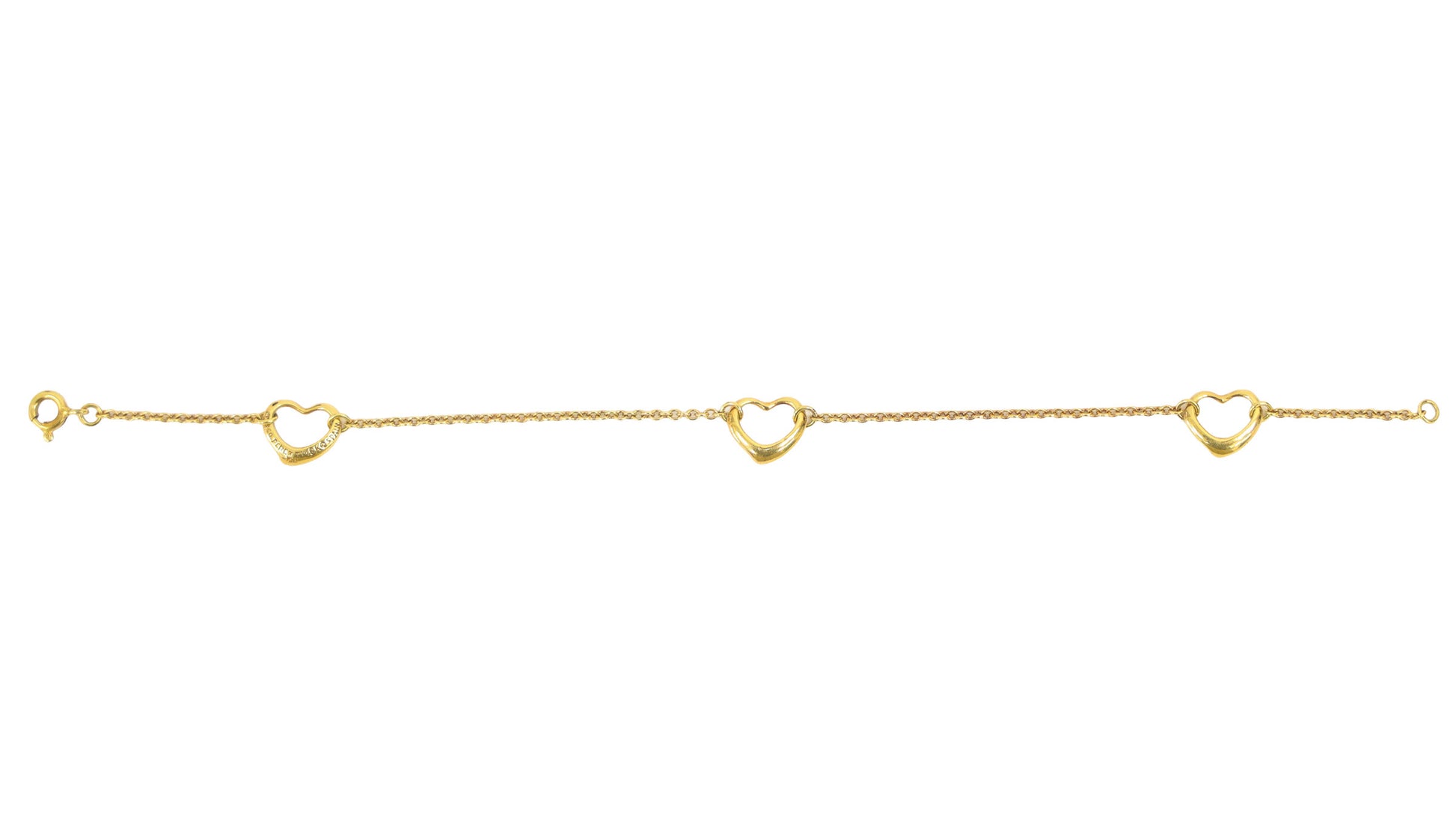 Preloved TIFFANY & Co x Elsa Peretti Open Heart Bracelet 18K Gold 2.9g Luxe Again Maison