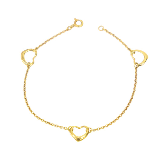 Preloved TIFFANY & Co x Elsa Peretti Open Heart Bracelet 18K Gold 2.9g Luxe Again Maison