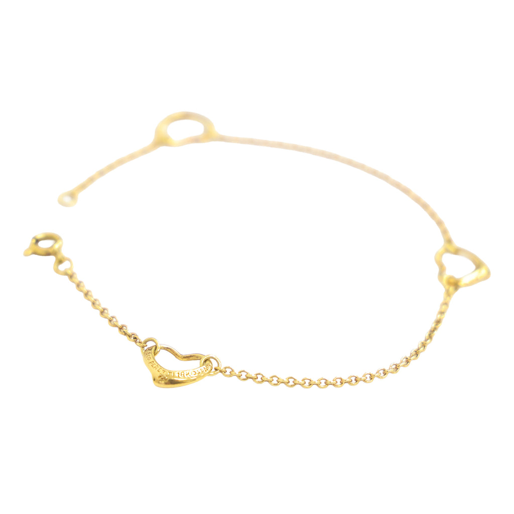 Preloved TIFFANY & Co x Elsa Peretti Open Heart Bracelet 18K Gold 2.9g Luxe Again Maison