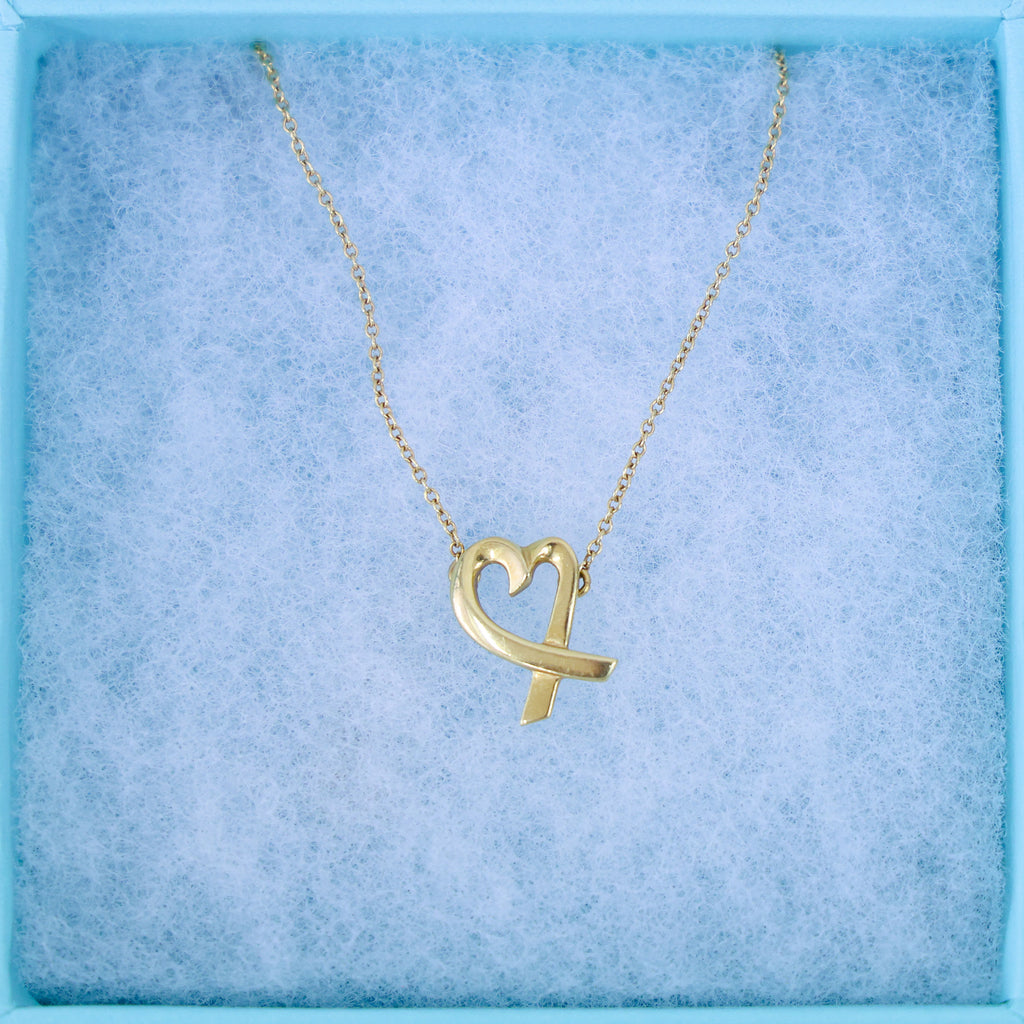 Pre-owned TIFFANY Paloma Picasso Loving Heart Small Necklace 18K Yellow Gold 2.6g | Luxe Again Maison