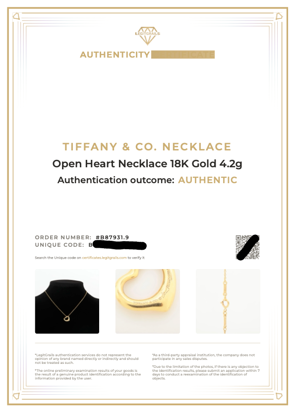Preloved Tiffany Open Heart Necklace 18K 4.2g | Luxe Again Maison 