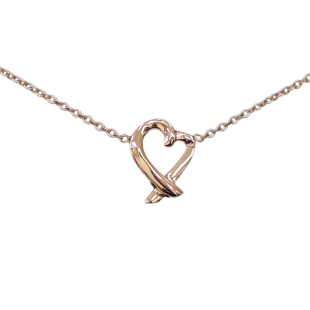 Preloved TIFFANY x Paloma Picasso Loving Heart Necklace 18K Rose Gold 2.2g | Luxe Again Maison