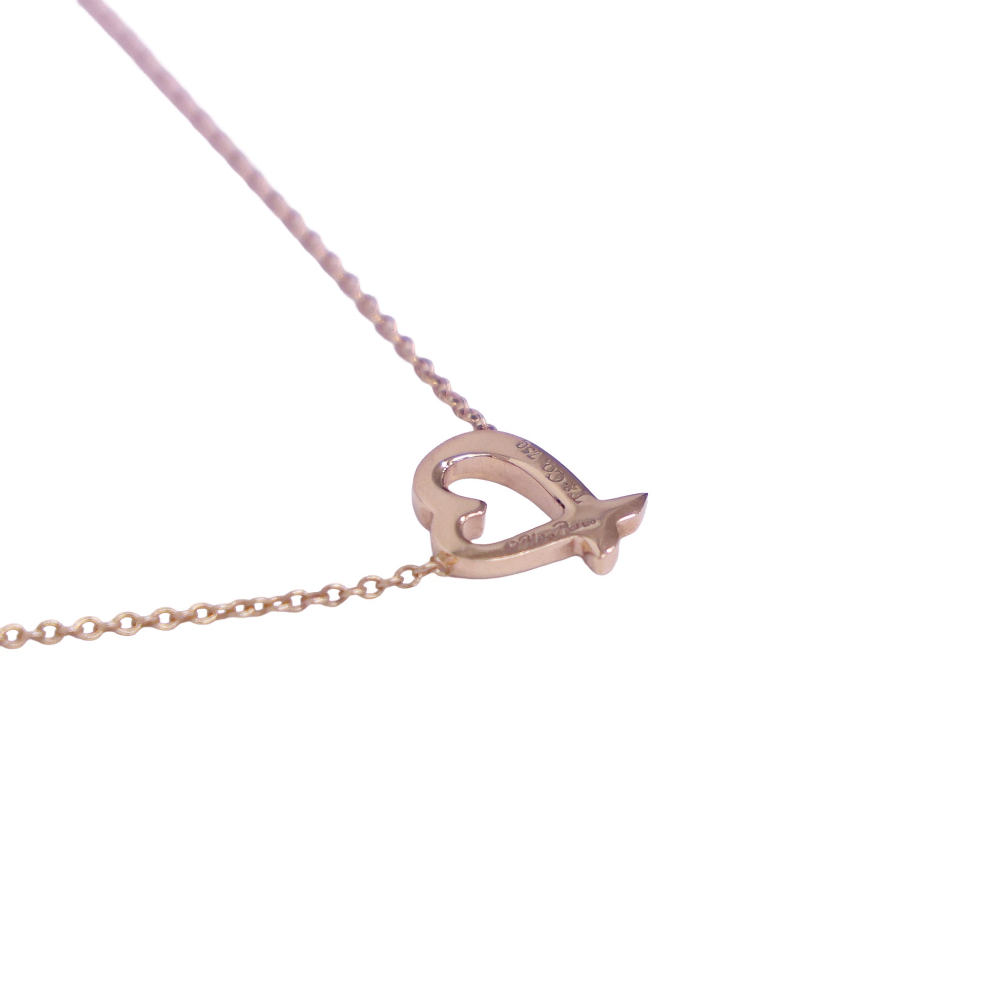 Preloved TIFFANY x Paloma Picasso Loving Heart Necklace 18K Rose Gold 2.2g | Luxe Again Maison