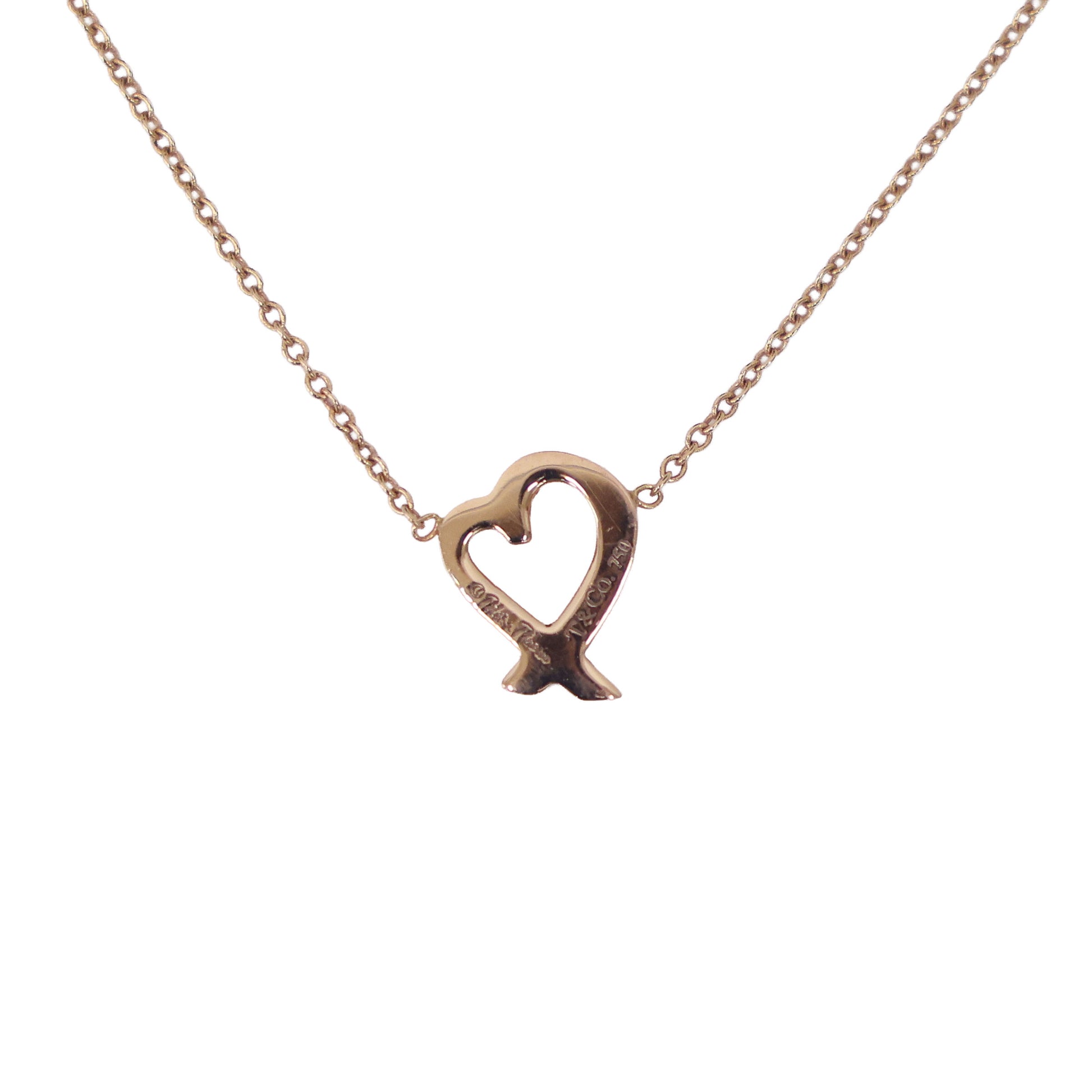 Preloved TIFFANY x Paloma Picasso Loving Heart Necklace 18K Rose Gold 2.2g | Luxe Again Maison