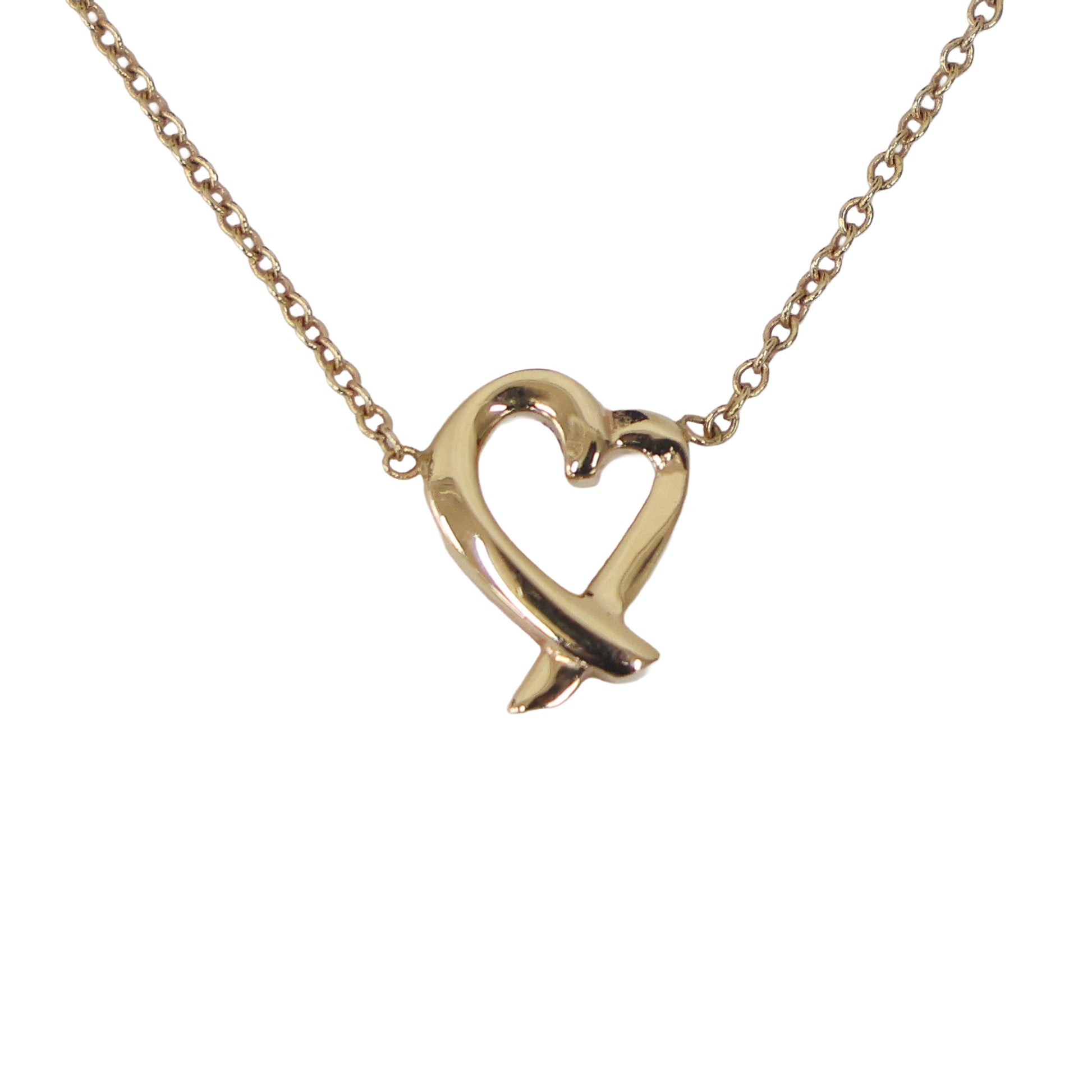 Preloved TIFFANY x Paloma Picasso Loving Heart Necklace 18K Rose Gold 2.2g | Luxe Again Maison