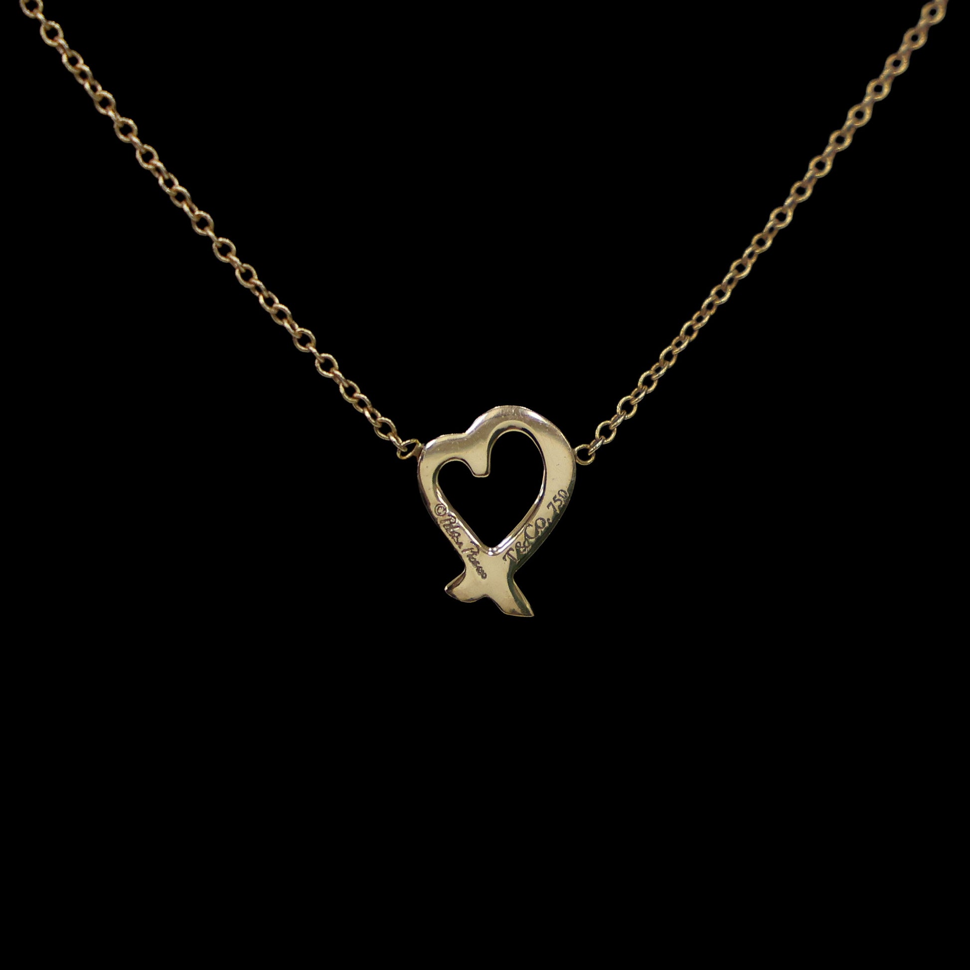 Preloved TIFFANY x Paloma Picasso Loving Heart Necklace 18K Rose Gold 2.2g | Luxe Again Maison