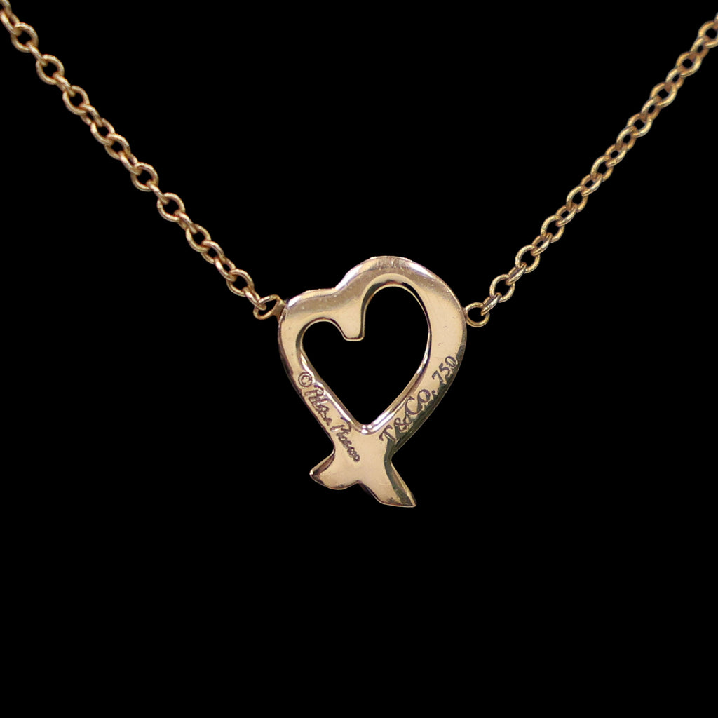 Preloved TIFFANY x Paloma Picasso Loving Heart Necklace 18K Rose Gold 2.2g | Luxe Again Maison