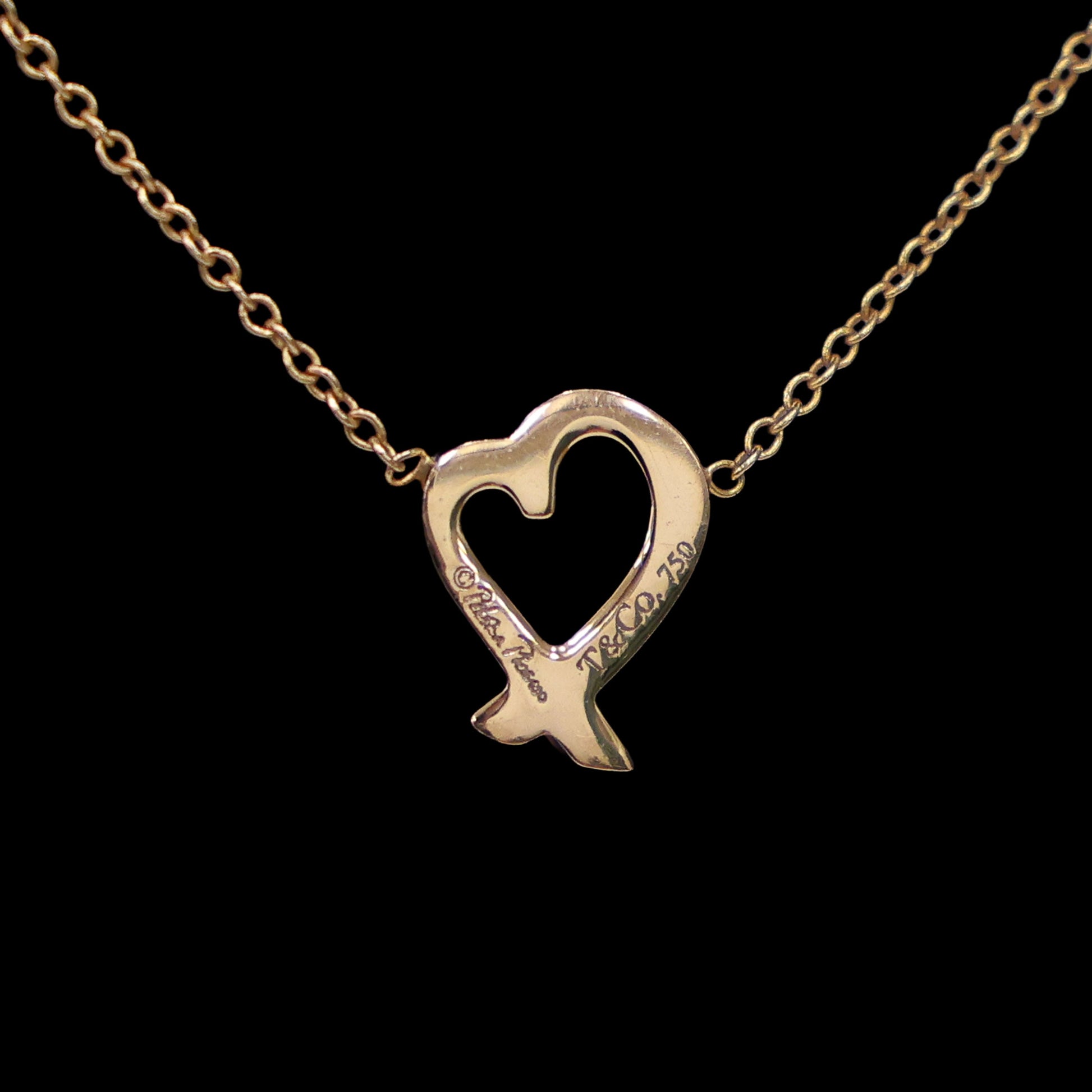 Preloved TIFFANY x Paloma Picasso Loving Heart Necklace 18K Rose Gold 2.2g | Luxe Again Maison