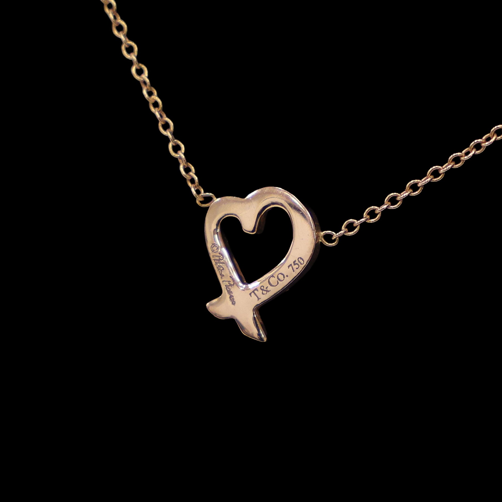 Preloved TIFFANY x Paloma Picasso Loving Heart Necklace 18K Rose Gold 2.2g | Luxe Again Maison