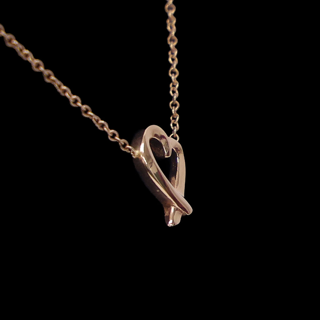 Preloved TIFFANY x Paloma Picasso Loving Heart Necklace 18K Rose Gold 2.2g | Luxe Again Maison