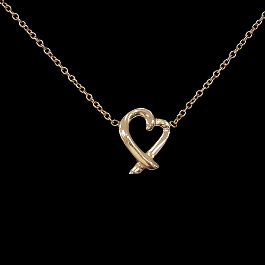 Preloved TIFFANY x Paloma Picasso Loving Heart Necklace 18K Rose Gold 2.2g | Luxe Again Maison