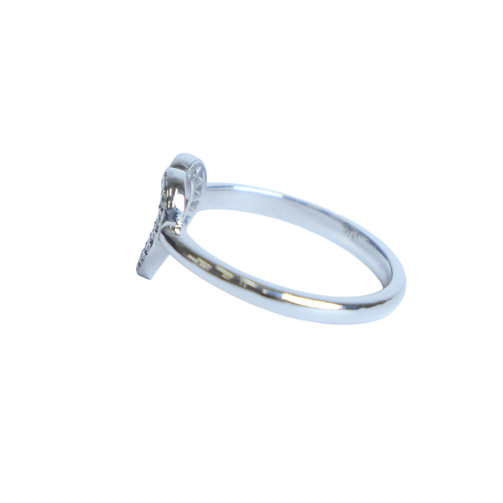 Preowned TIFFANY & Co Sentimental Heart Diamond 18K Platinum Ring 2.8g | Luxe Again Maison