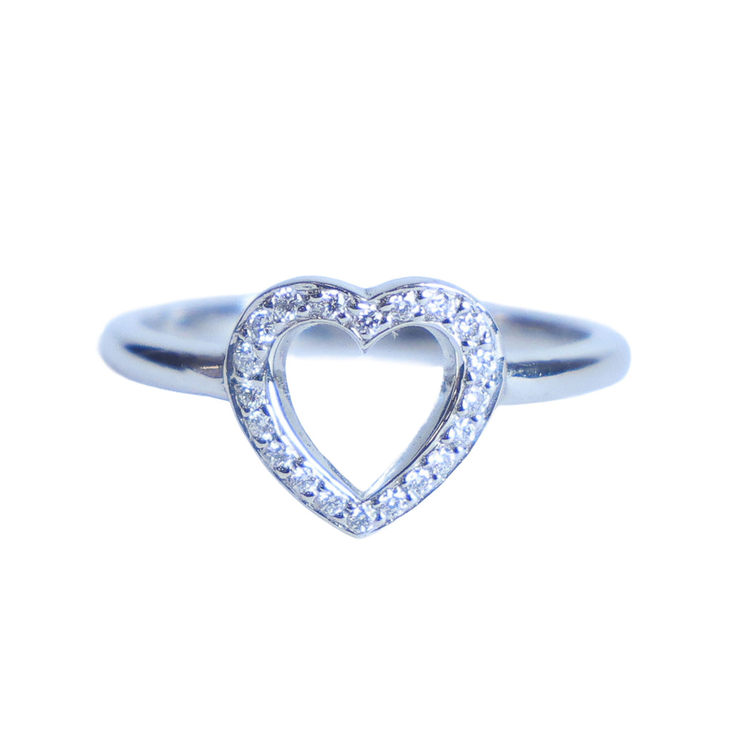 Preowned TIFFANY & Co Sentimental Heart Diamond 18K Platinum Ring 2.8g | Luxe Again Maison