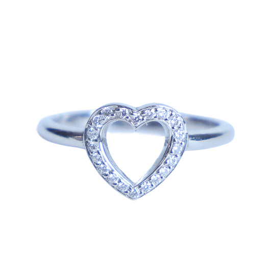 Preowned TIFFANY & Co Sentimental Heart Diamond 18K Platinum Ring 2.8g | Luxe Again Maison