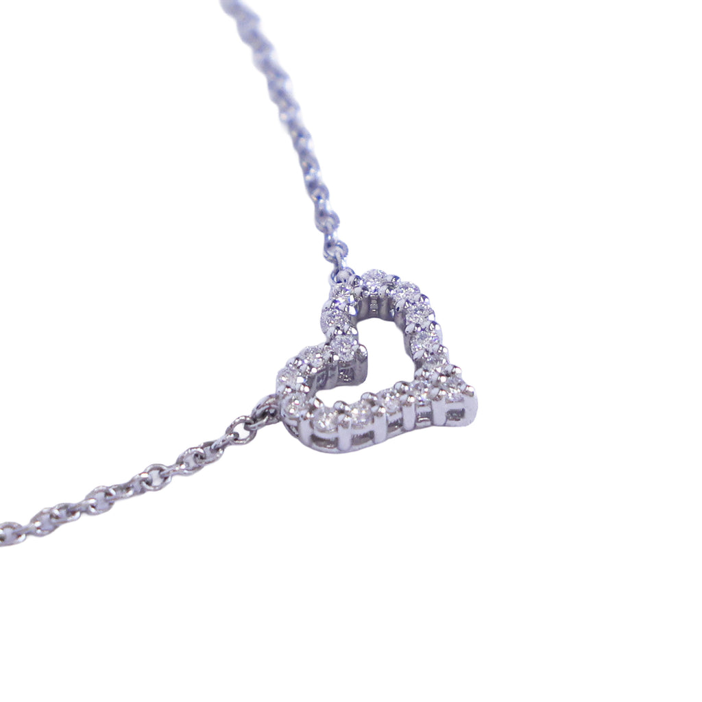 Preloved TIFFANY Sentimental Heart Extra Mini Diamond Necklace 18K Platinum 2.5g | Luxe Again Maison