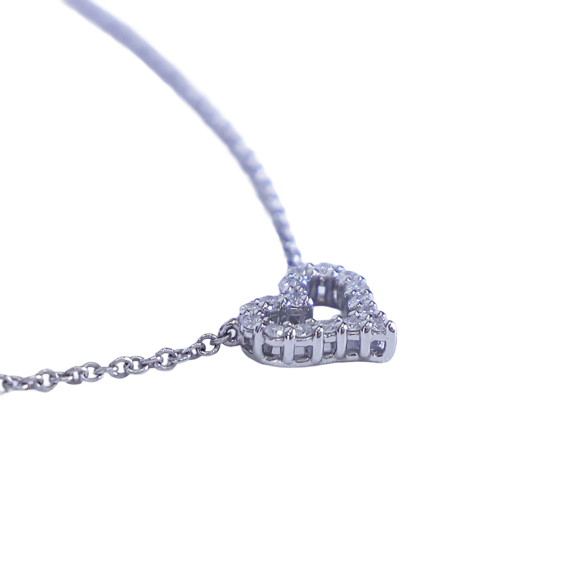 Preloved TIFFANY Sentimental Heart Extra Mini Diamond Necklace 18K Platinum 2.5g | Luxe Again Maison