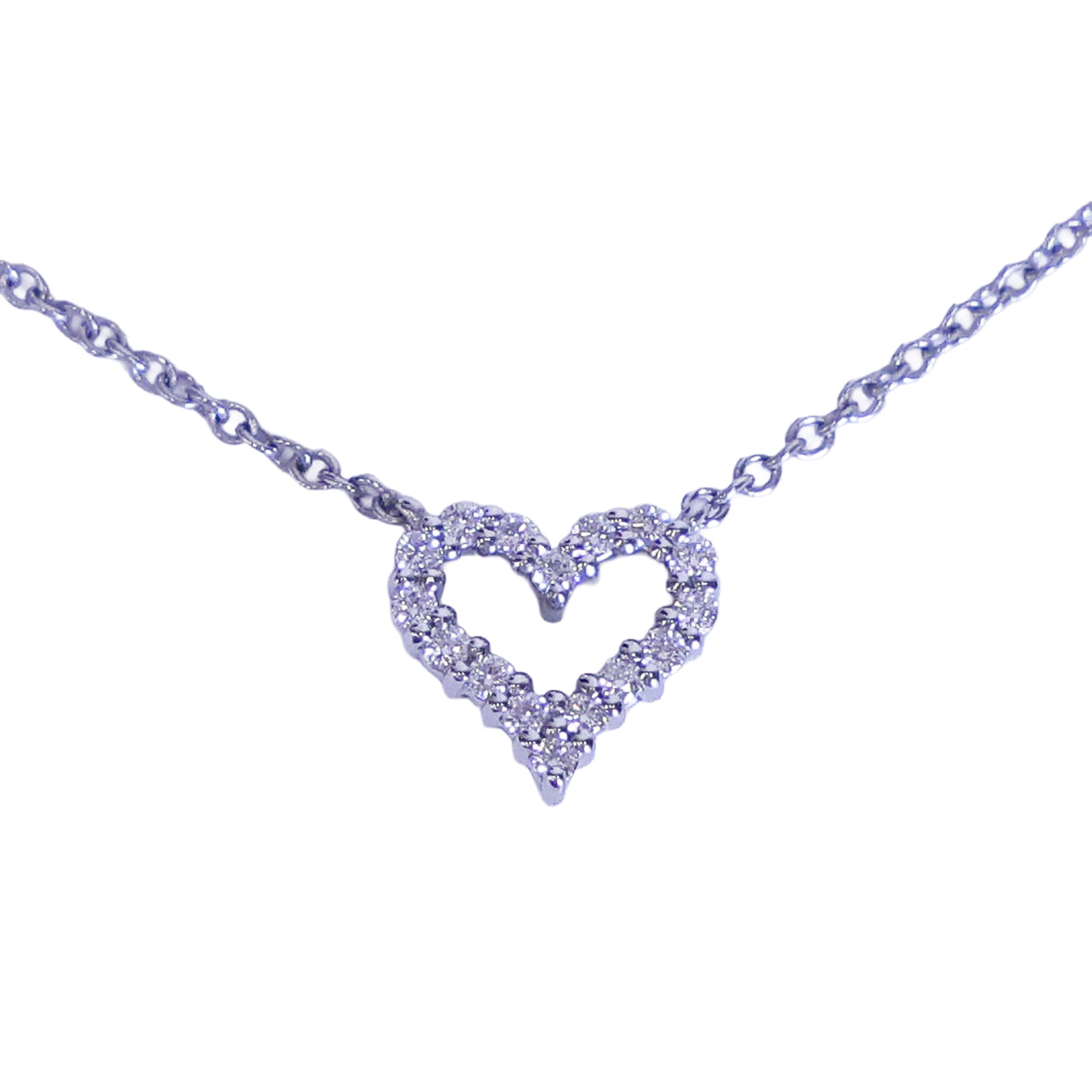 Preloved TIFFANY Sentimental Heart Extra Mini Diamond Necklace 18K Platinum 2.5g | Luxe Again Maison