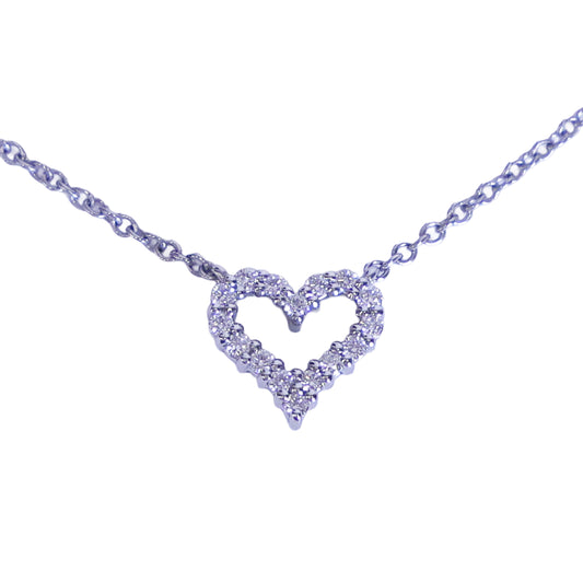 Preloved TIFFANY Sentimental Heart Extra Mini Diamond Necklace 18K Platinum 2.5g | Luxe Again Maison